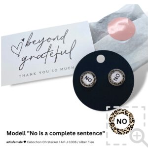 Cabochon-Ohrstecker "No is a complete sentence"